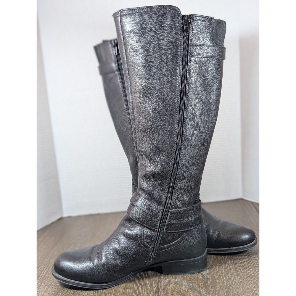 Women's Black Leather Riding Boots - Picture 9 of 16